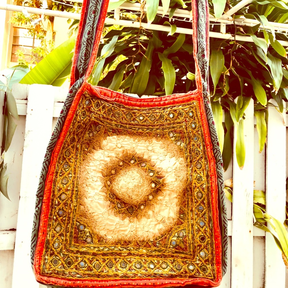 Burning Man Style Gold Spray Paint Customized Bag